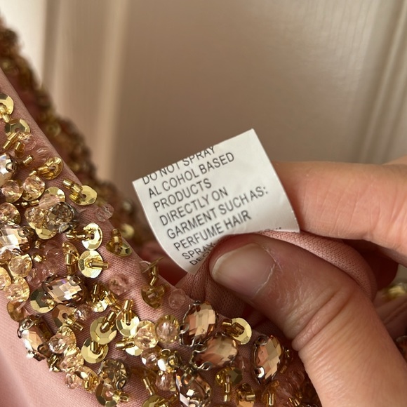 Mac Duggal Beaded Drop Shoulder Jersey Gown in Rose Size 6 - Picture 10 of 12